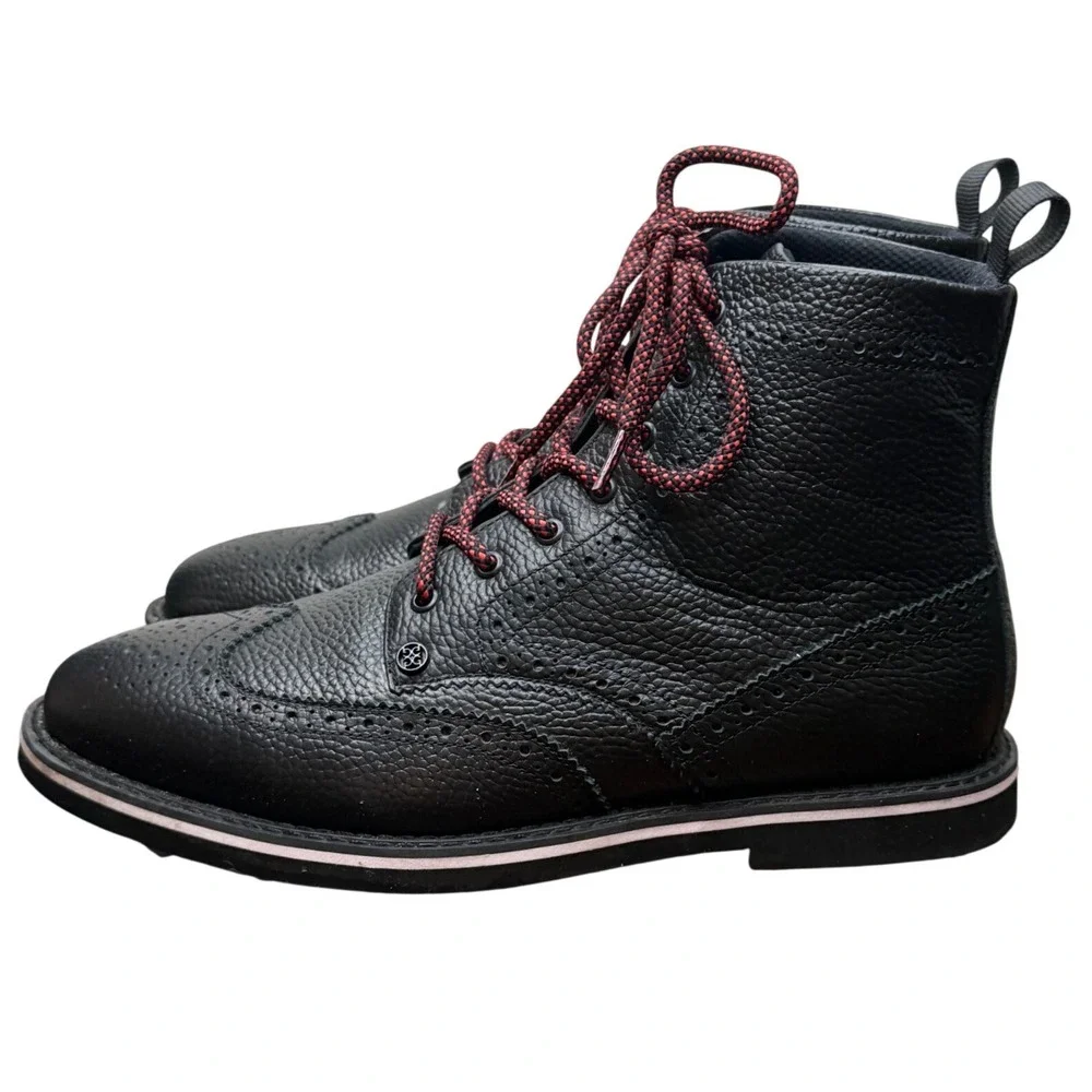 G/FORE Mens Gallivanter Onyx Pebble Leather Wingtip Golf Boots G4MA23EF05 10.5